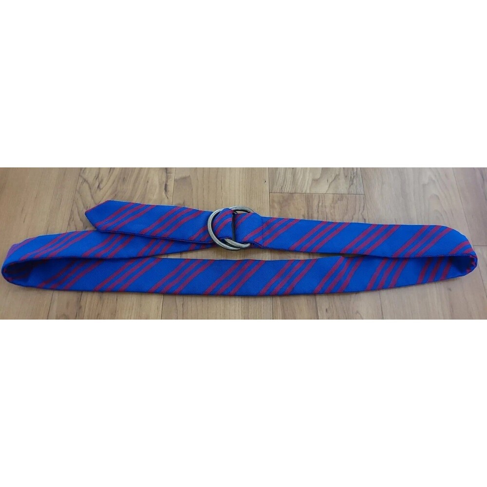 Blue Red Striped Belt Stretch Cinch Waist Womens S/M